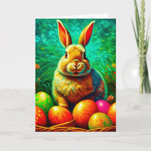 Cartes Pour Fêtes Annuelles Lapin de Pâques peint avec des oeufs