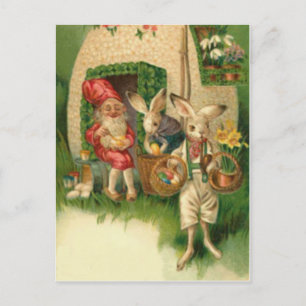 Cartes Pour Fêtes Annuelles Lapin de Pâques Peint Fleur d'Oeuf Coloré Gnome