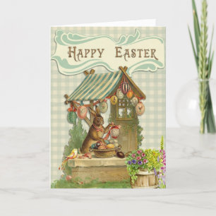 Cartes Pour Fêtes Annuelles Lapin de Pâques peinture OEufs de Pâques Joyeux Pâ