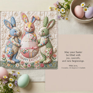 Cartes Pour Fêtes Annuelles Lapin de Pâques vintage imprimé faux patchwork