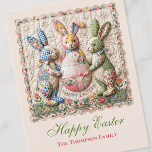 Cartes Pour Fêtes Annuelles Lapin de Pâques vintage imprimé faux patchwork