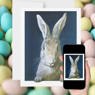 Cartes Pour Fêtes Annuelles Lapin de Pâques vintage, Mignonne Lapin Blanc Furi