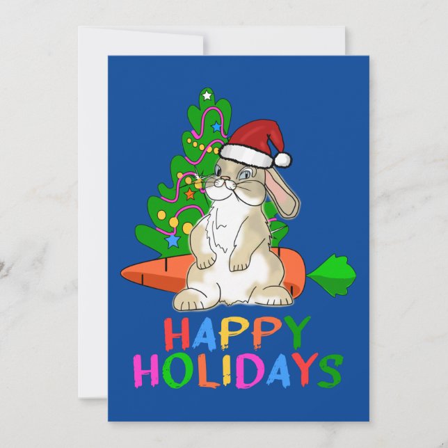 Cartes Pour Fêtes Annuelles Lapin Drôle Joyeuses Fêtes (Devant)