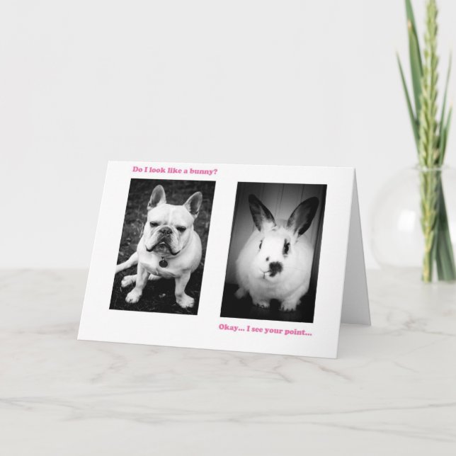 Cartes Pour Fêtes Annuelles Lapin et bouledogue français (Devant)