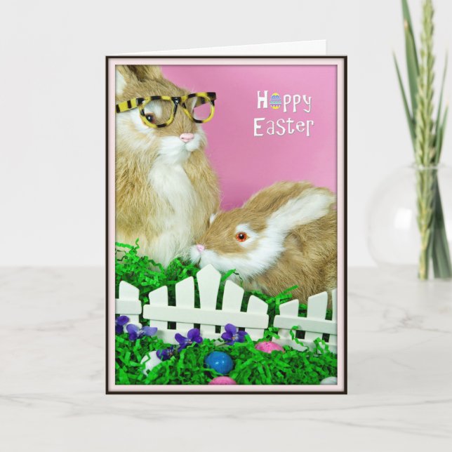 Cartes Pour Fêtes Annuelles Lapin et oeufs de Pâques (Devant)