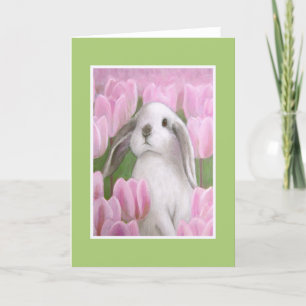 Cartes Pour Fêtes Annuelles Lapin et tulipe