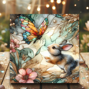 Cartes Pour Fêtes Annuelles Lapin Floral Vitrail Chrétien Pâques