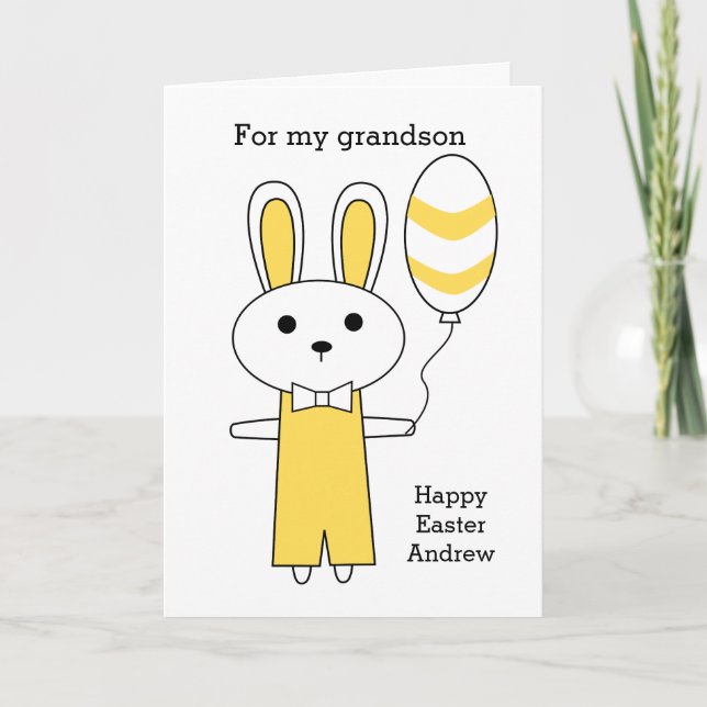Cartes Pour Fêtes Annuelles Lapin Jaune Joyeux Pâques (Devant)