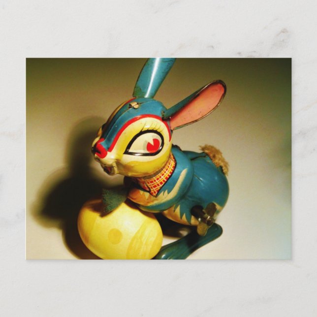 Cartes Pour Fêtes Annuelles lapin jouet et oeuf jaune pâle (Devant)