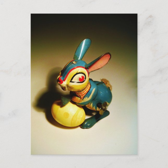 Cartes Pour Fêtes Annuelles lapin jouet et oeuf jaune pâle (Devant)