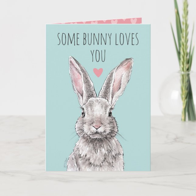 Cartes Pour Fêtes Annuelles Lapin Lapin Amour Cute Amoureux Animal Valentines  (Devant)