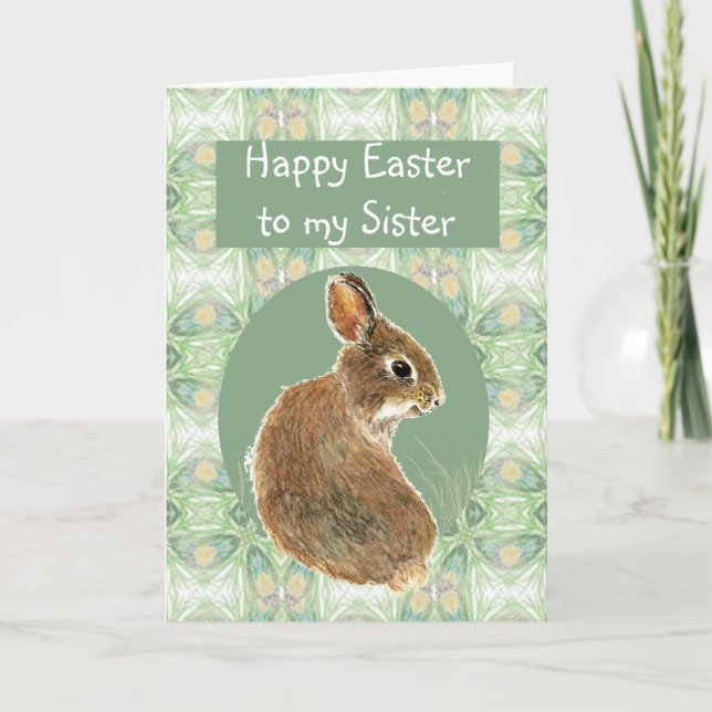 Cartes Pour Fêtes Annuelles Lapin mignon de soeur de salutations de Pâques (Devant)