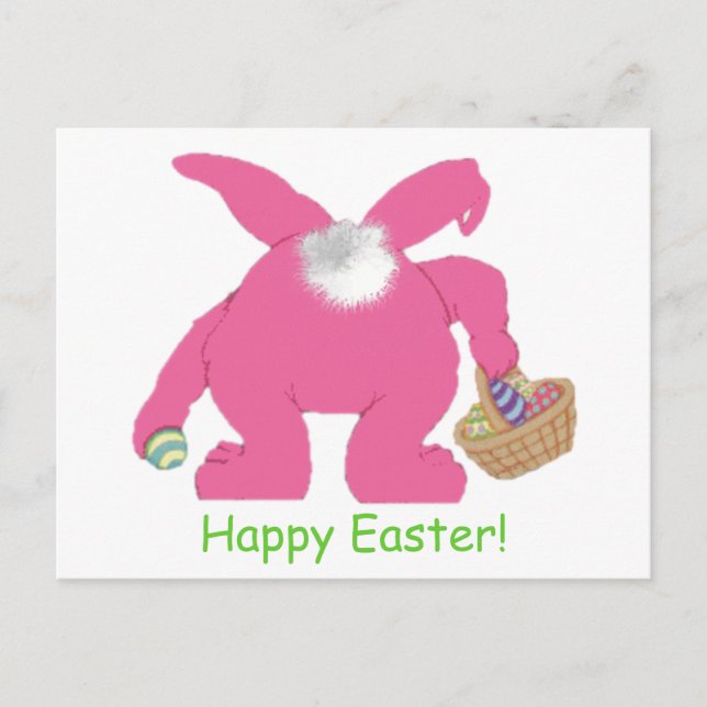 Cartes Pour Fêtes Annuelles Lapin Pâques Rose (Devant)