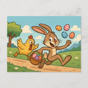 Cartes Pour Fêtes Annuelles Lapin Steals Oeufs de poulet drôle Design de Pâque