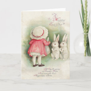 Cartes Pour Fêtes Annuelles Lapin vintage Salutation de Pâques