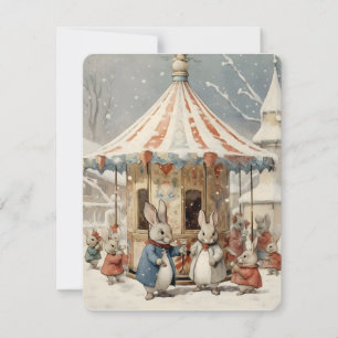 Cartes Pour Fêtes Annuelles lapins de noël sur le carrousel