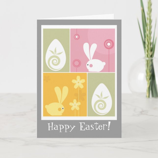 Cartes Pour Fêtes Annuelles Lapins de Pâques (Devant)