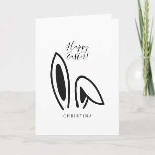 Cartes Pour Fêtes Annuelles Lapins oreilles noir et blanc Joyeuses Pâques  