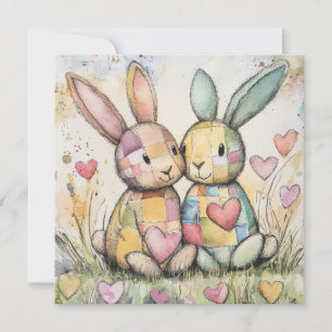 Cartes Pour Fêtes Annuelles Lapins Patchwork Saint-Valentin