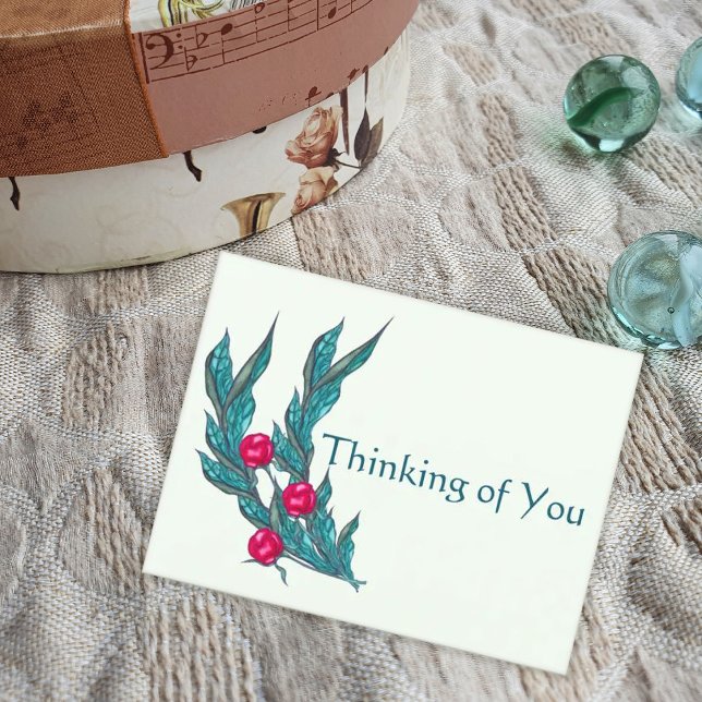 Cartes Pour Fêtes Annuelles L'aquarelle florale Pensez à vous (Créateur téléchargé)