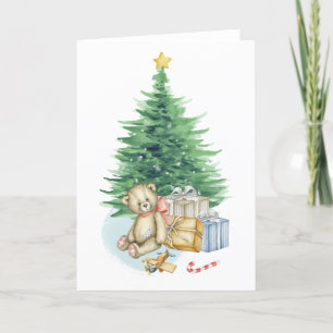 Cartes Pour Fêtes Annuelles L'arbre de Noël présente l'aquarelle de l'ours en 