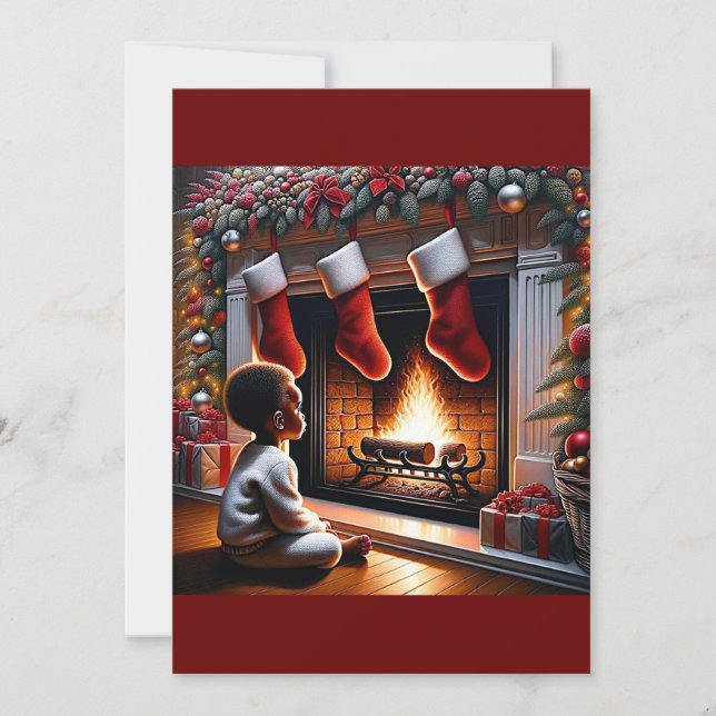 Cartes Pour Fêtes Annuelles L'arrivée du Père Noël : émerveillement du tout-pe (Devant)