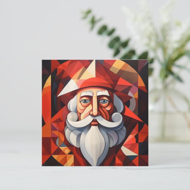 Cartes Pour Fêtes Annuelles L'art Abstrait du Père Noël (Debout devant)