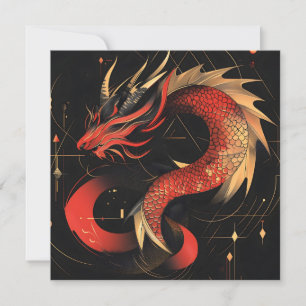 Cartes Pour Fêtes Annuelles L'art majestueux du Dragon chinois rouge et or
