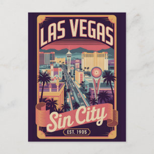 Cartes Pour Fêtes Annuelles Las Vegas Nevada Voyage Rétro Vintage