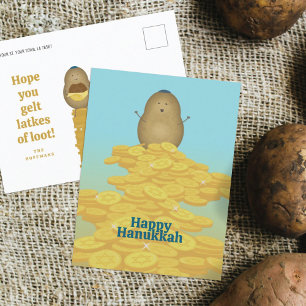 Cartes Pour Fêtes Annuelles Latkes et Gelt Hanoukka Card