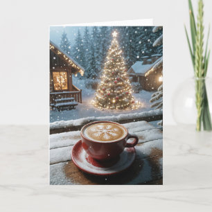 Cartes Pour Fêtes Annuelles Latte De Noël Dans Les Snowflakes