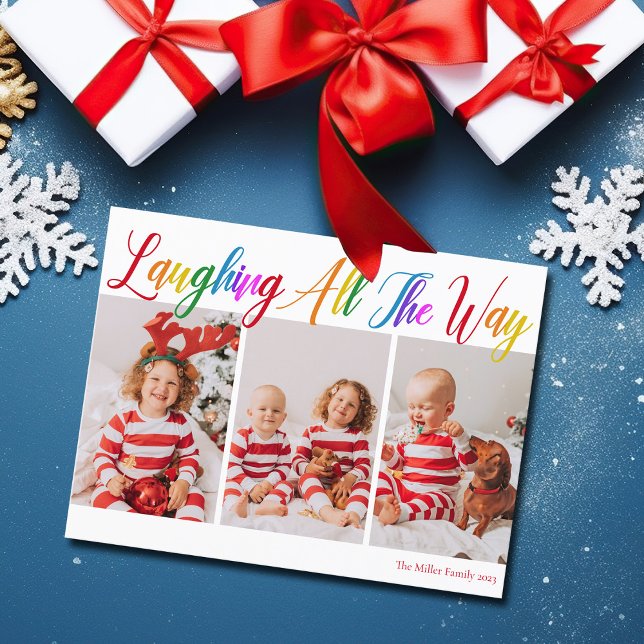 Cartes Pour Fêtes Annuelles Laughing All Way Rainbow 3 Christmas Photo (Créateur téléchargé)