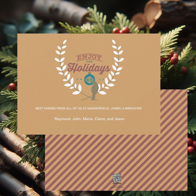 Cartes Pour Fêtes Annuelles Laurel Bird Holidays 2015 Corporate Card (Créateur téléchargé)