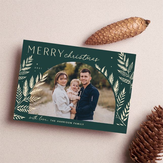 Cartes Pour Fêtes Annuelles Laurel d'hiver | Joyeuse photo de Noël (Créateur téléchargé)