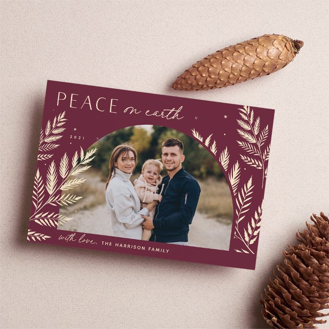 Cartes Pour Fêtes Annuelles Laurel d'hiver | Paix sur Terre (Créateur téléchargé)