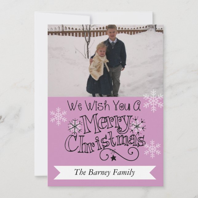 Cartes Pour Fêtes Annuelles Lavender Merry Christmas Photo Holiday Card (Devant)