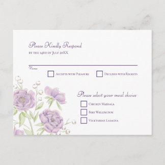 Cartes Pour Fêtes Annuelles Lavender Purple Rose Wedding RSVP Reply