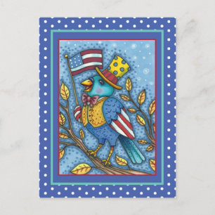 CARTES POUR FÊTES ANNUELLES LE 4 JUILLET, TWEET DE BLUEBIRD, AMERICAN FLAG USA