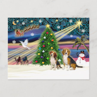 Cartes Pour Fêtes Annuelles Le Beagle magique de Noël
