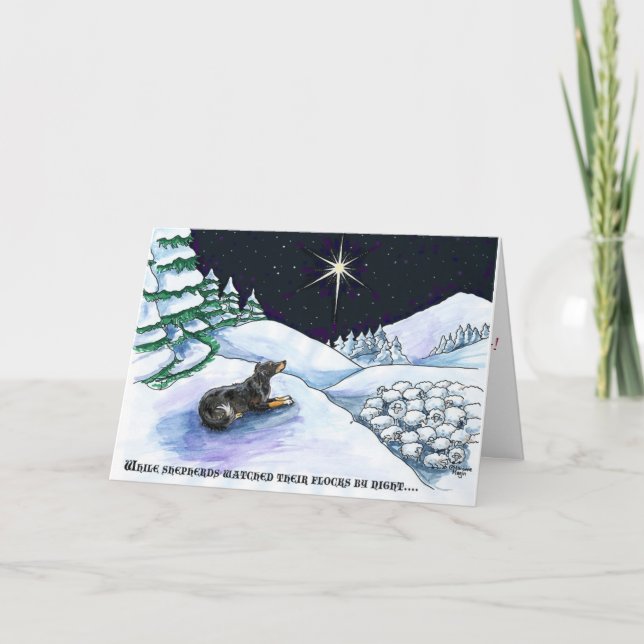 Cartes Pour Fêtes Annuelles Le berger de Noël regarde les troupeaux de nuit (Devant)