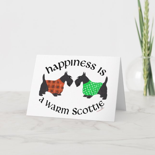 Cartes Pour Fêtes Annuelles Le bonheur des Terriers écossais noirs (Devant)