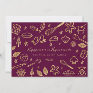 Cartes Pour Fêtes Annuelles Le Bonheur Est Fait Maison Gold & Red Baking Recet