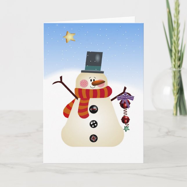Cartes Pour Fêtes Annuelles Le bonhomme de neige (Devant)