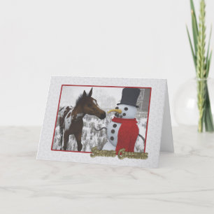 Cartes Pour Fêtes Annuelles Le bonhomme de neige et la Curious Foal Holiday Ca