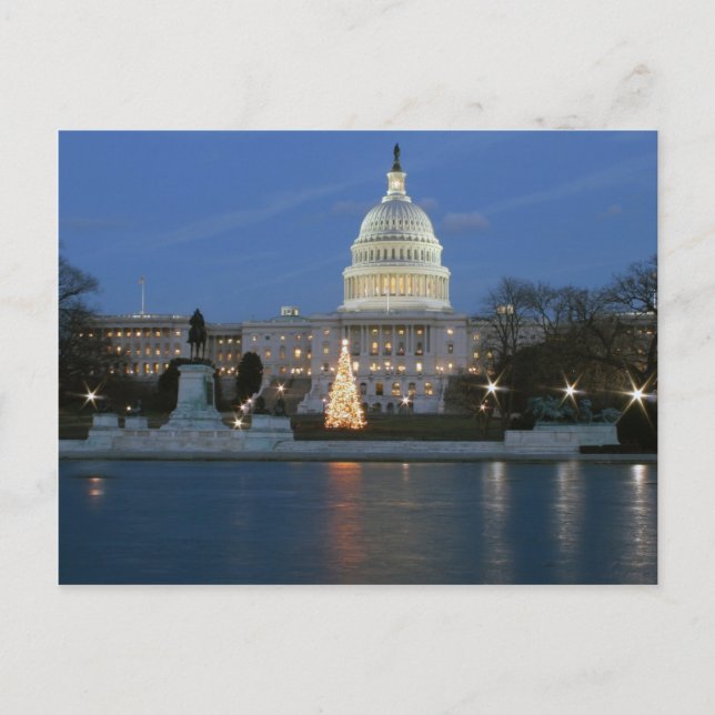 Cartes Pour Fêtes Annuelles Le Capitole américain fête la photo de Noël (Devant)