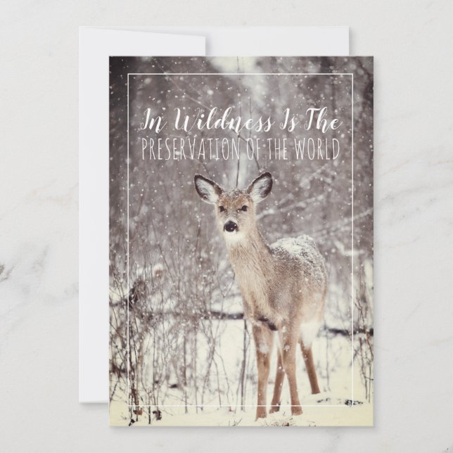 Cartes Pour Fêtes Annuelles Le Cerf En Vacances D'Hiver Neige (Devant)