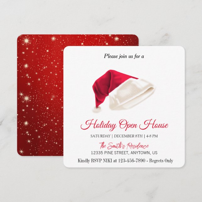 Cartes Pour Fêtes Annuelles Le chapeau du Père Noël, magie de Noël (Devant / Derrière)