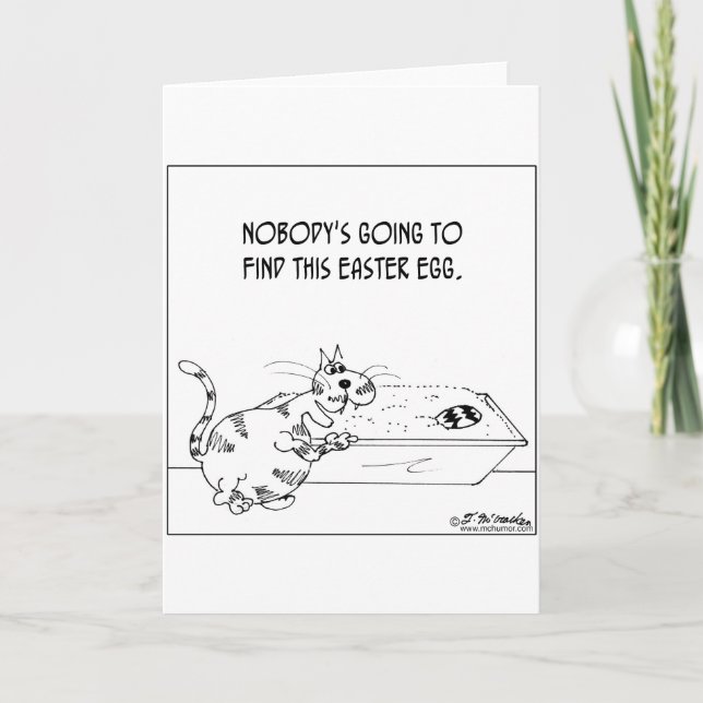 Cartes Pour Fêtes Annuelles Le chat cache l'oeuf de Pâques (Devant)