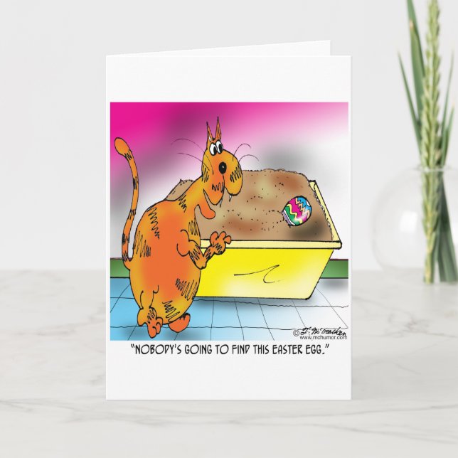 Cartes Pour Fêtes Annuelles Le chat cache l'oeuf de Pâques (Devant)