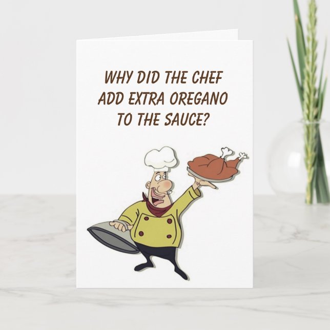 CARTES POUR FÊTES ANNUELLES LE CHEF COMIQUE DIT *BON THANKSGIVING* (Devant)